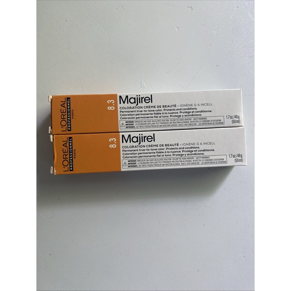 (2) L'Oréal Majirel 8.3 / 8 G - Permanent Cream Hair Color 1.7 oz. NIB